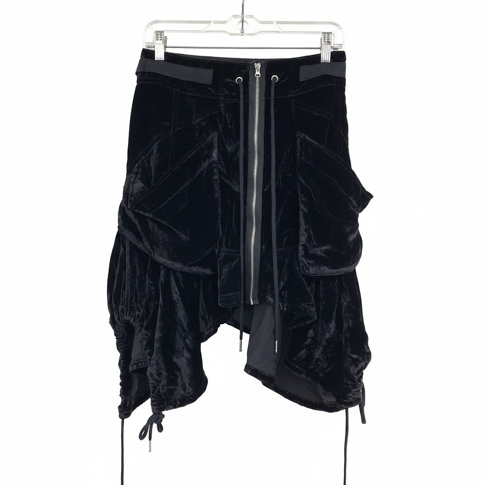 Free People Black Velvet Drawstring Mini Skirt | Women’s Regular 2